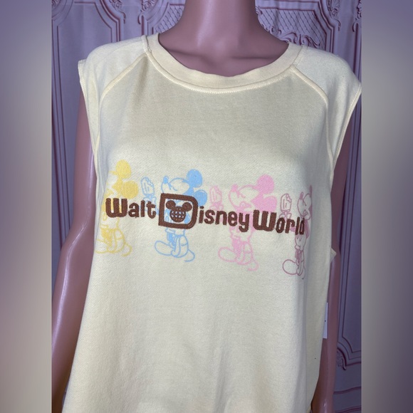 Disney mickey mouse ice cream summer sleeveless cropped yellow tank top 2X 3X - Picture 3 of 12